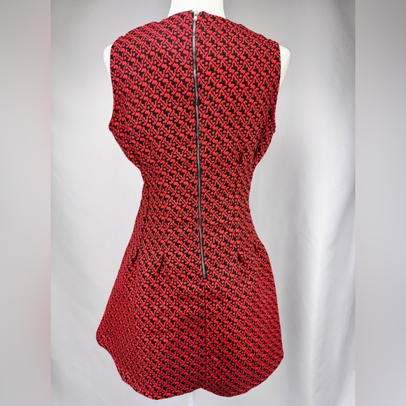 Sans Souci Red Black Geometric Sleeveless Fit & Flare Dress Size M - Picture 3 of 11